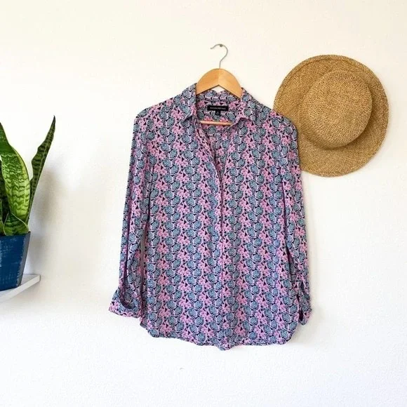 Banana Republic Pink Green Floral Button Up Shirt XS - Picture 9 of 9